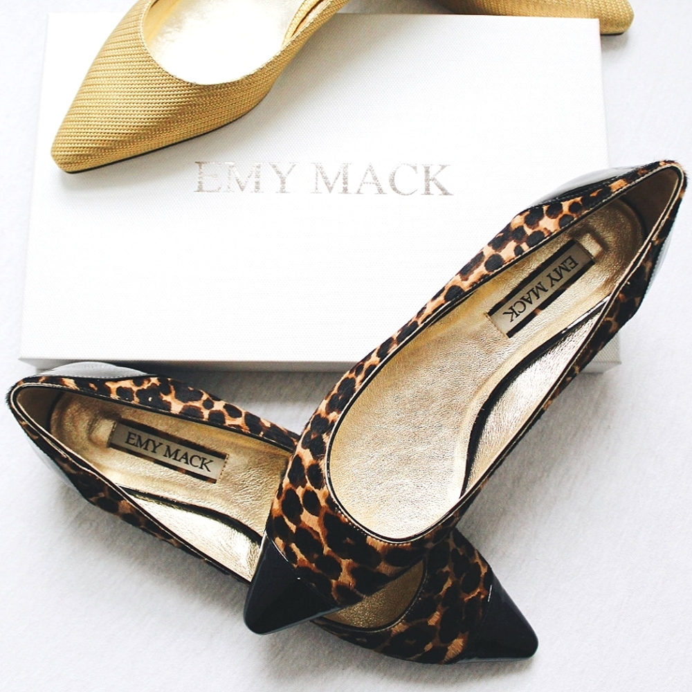 EMY MACK MARLISA LUX LEOPARD POINTED FLATS
